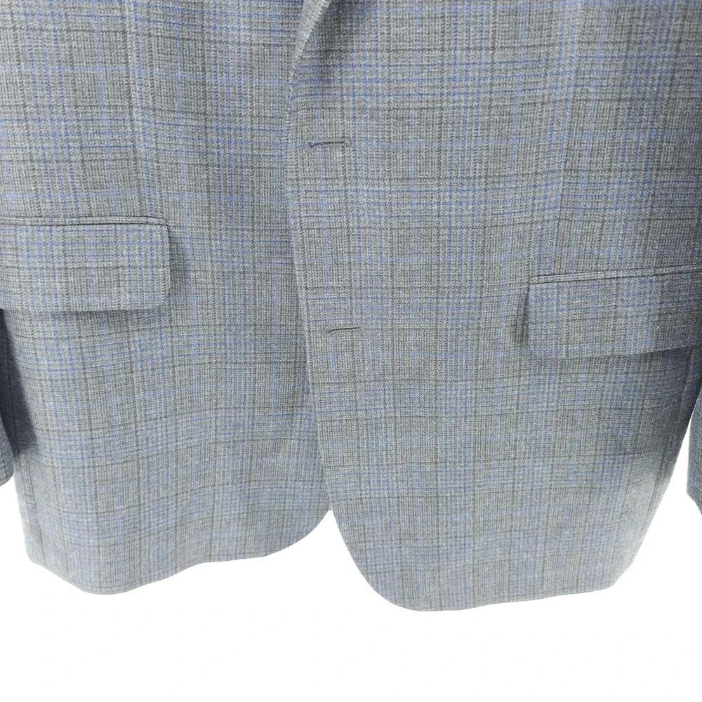 Brooks Brothers Men Sport Coat 100% Wool Grey Blue Glen Plaid 42R Madison Blazer